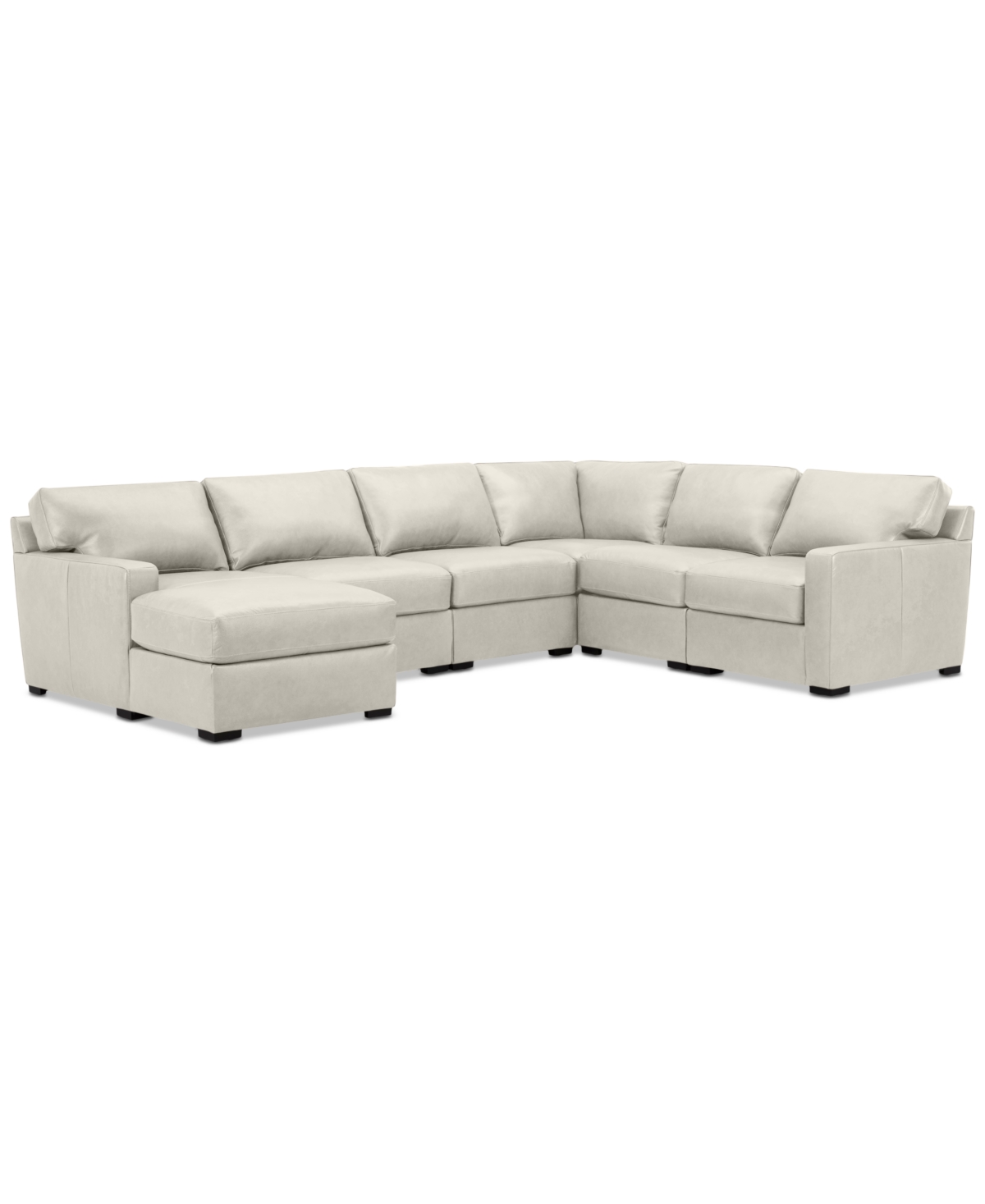 Shop Macy's Radley 129" 6-pc. Leather Square Corner Modular Chaise Sectional, Created For  In Coconut Milk
