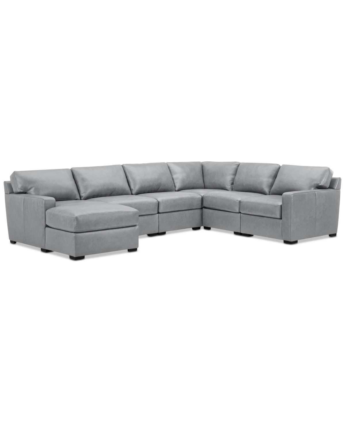 Macy's Radley 129" 6-pc. Leather Square Corner Modular Chaise Sectional, Created For  In Light Grey