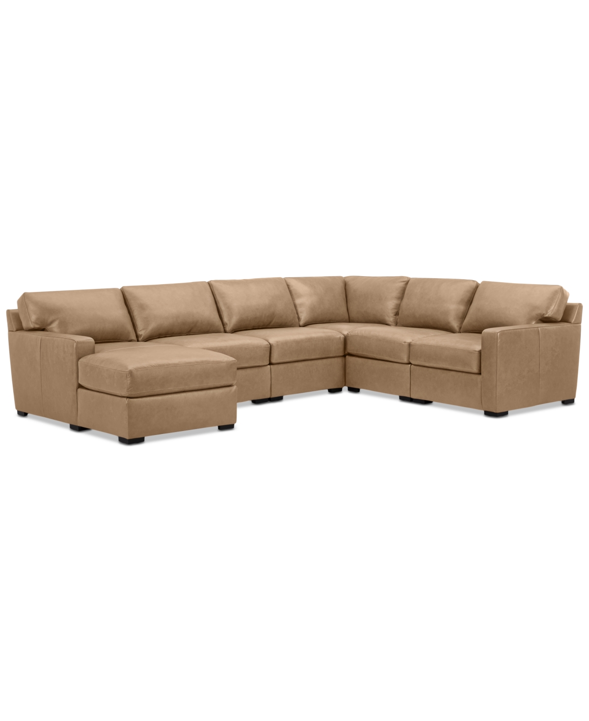 Shop Macy's Radley 129" 6-pc. Leather Square Corner Modular Chaise Sectional, Created For  In Light Natural