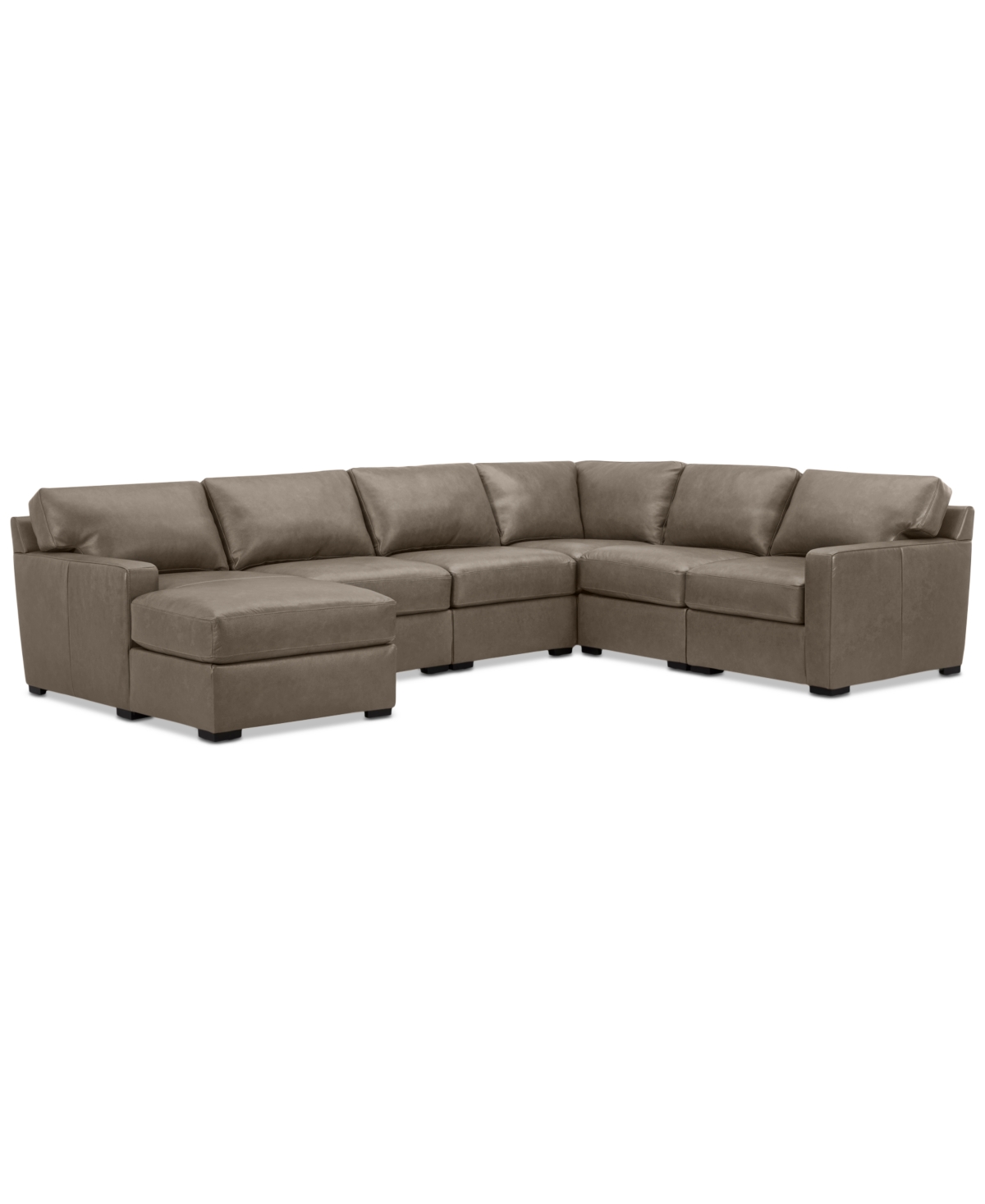 Macy's Radley 129" 6-pc. Leather Square Corner Modular Chaise Sectional, Created For  In Medium Brown