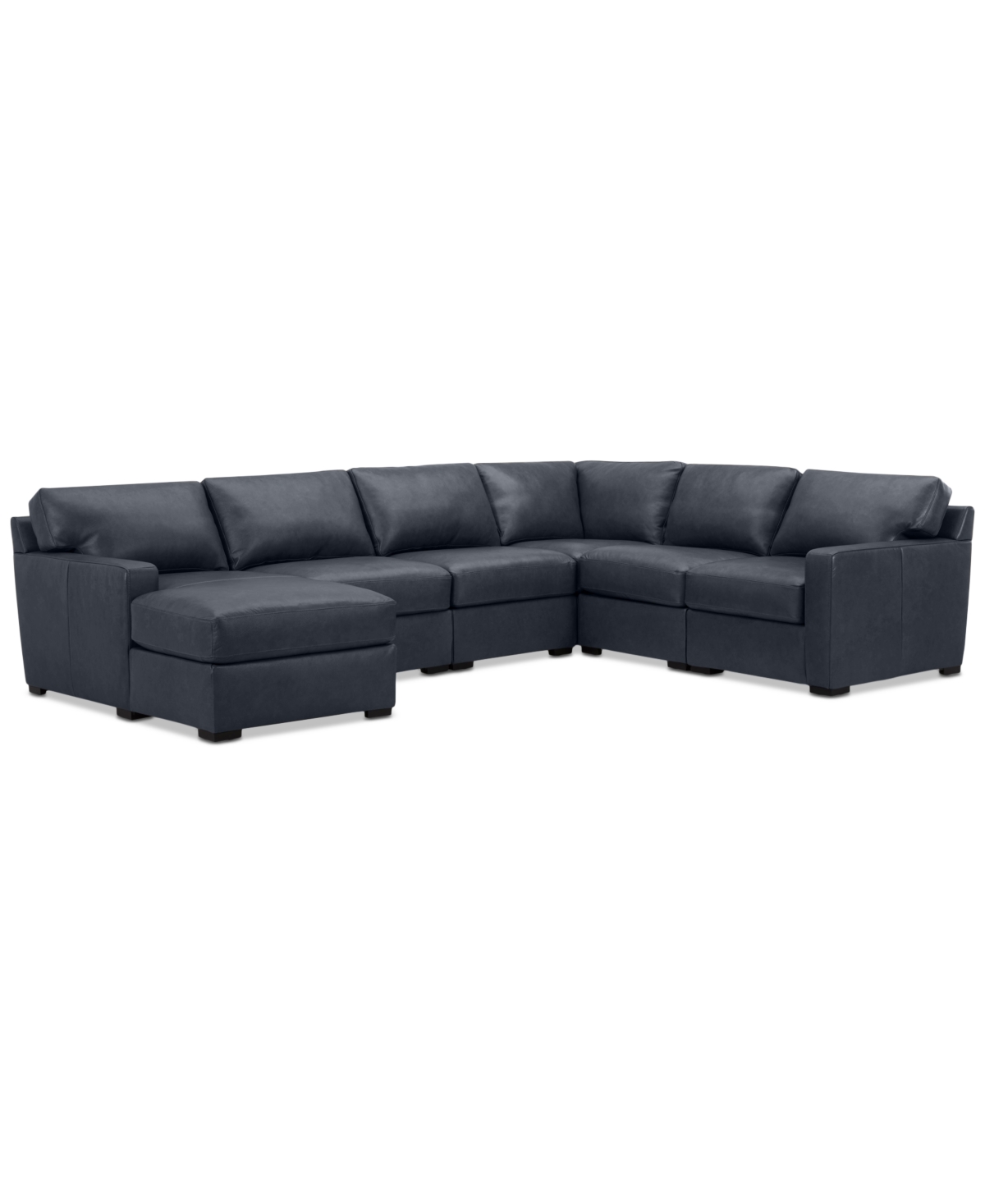 Shop Macy's Radley 129" 6-pc. Leather Square Corner Modular Chaise Sectional, Created For  In Navy