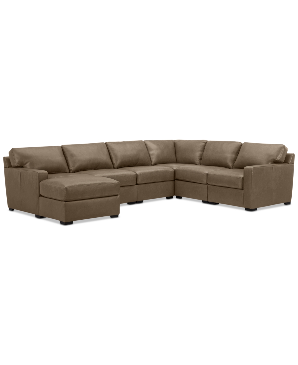 Shop Macy's Radley 129" 6-pc. Leather Square Corner Modular Chaise Sectional, Created For  In Sand