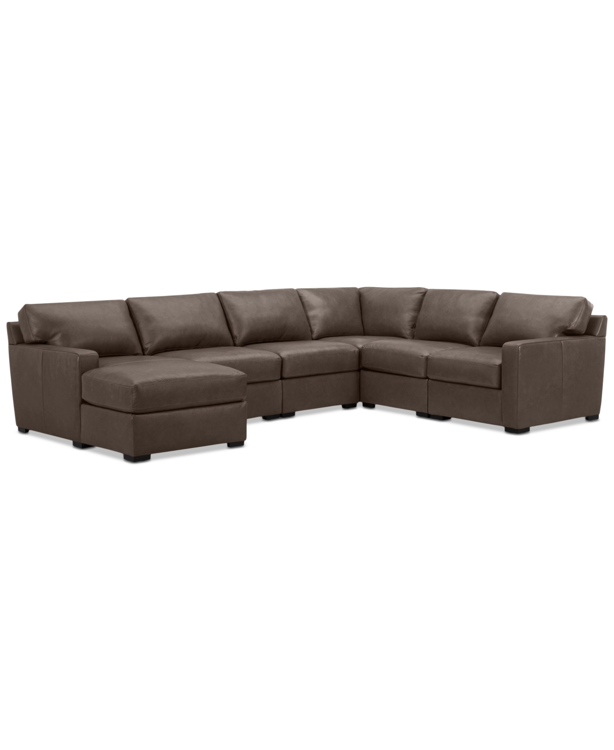 Macy's Radley 129" 6-pc. Leather Square Corner Modular Chaise Sectional, Created For  In Brown
