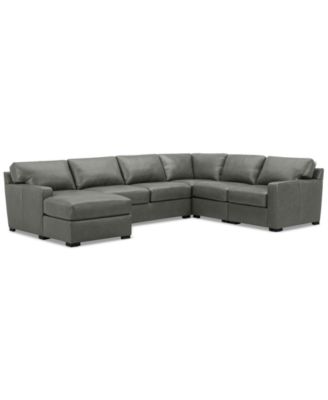 Radley 136" 5-Pc. Leather Square Corner Modular Chase Sectional