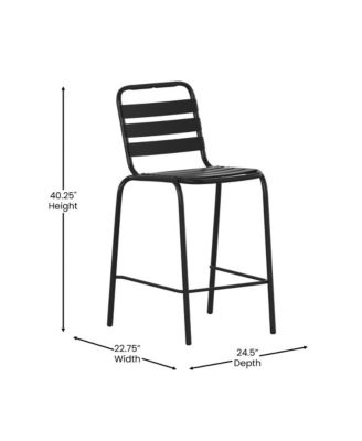 Jens Metal Dining Stool With Triple Slatted Back For Indoor And Outdoor Use