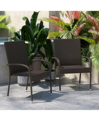 Sala Stacking All-Weather Wicker Wrapped Powder Coated Steel Patio Club Chairs For Indoor And Outdoor Use