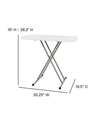 Height Adjustable Plastic Folding Tv Tray/Laptop Table In Granite White