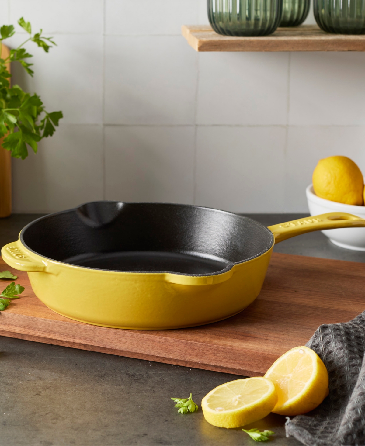 Staub Cast Iron 8.5-inch Traditional Deep Skillet In Lemon