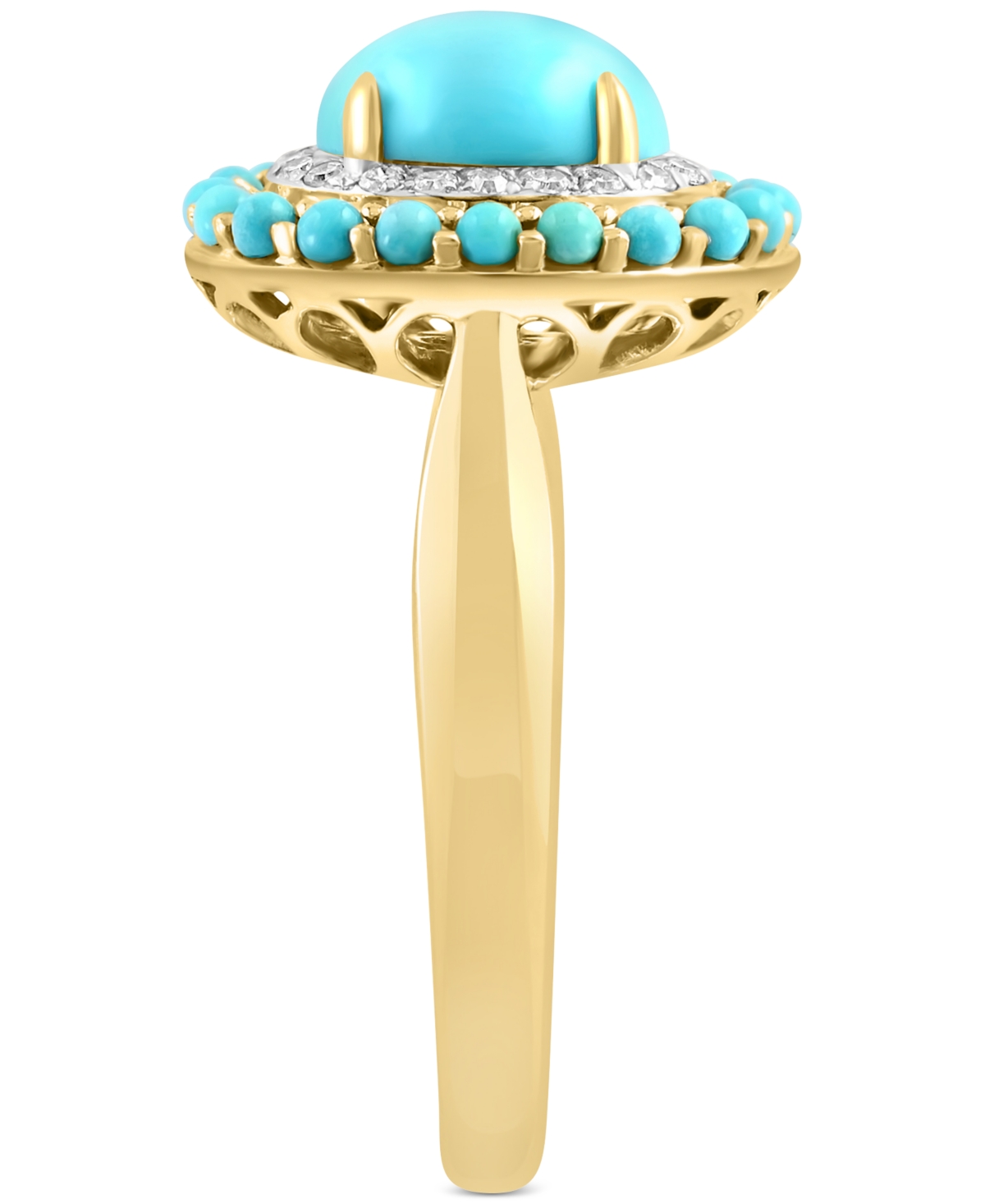 Effy Turquoise & Diamond (1/10 ct. t.w.) Halo Ring in 14k Gold - 14K Gold