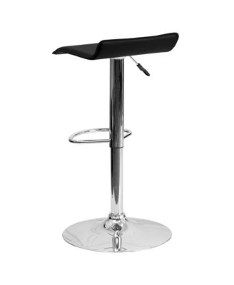 Solid Wave Seat Vinyl Adjustable Height Barstool With Chrome Base