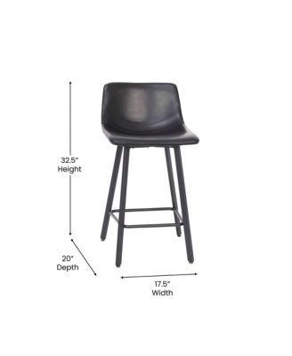 Oretha Set Of 2 Modern Upholstered Stools With Contoured, Low Back Bucket Seats And Iron Frames