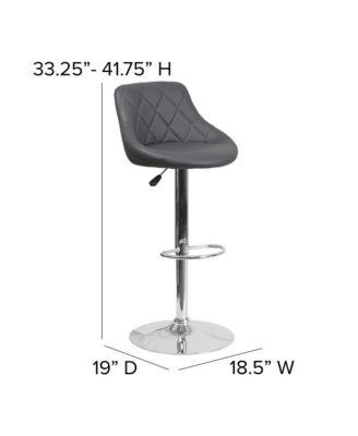 Bucket Seat Adjustable Height Barstool With Diamond Pattern Back