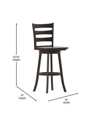 Therus Commercial Grade Classic Wooden Ladderback Swivel Stool With Solid Wood Seat And Footrest