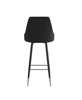 Petra Modern Upholstered Dining Stools With Chrome Accented Metal Frames And Footrests