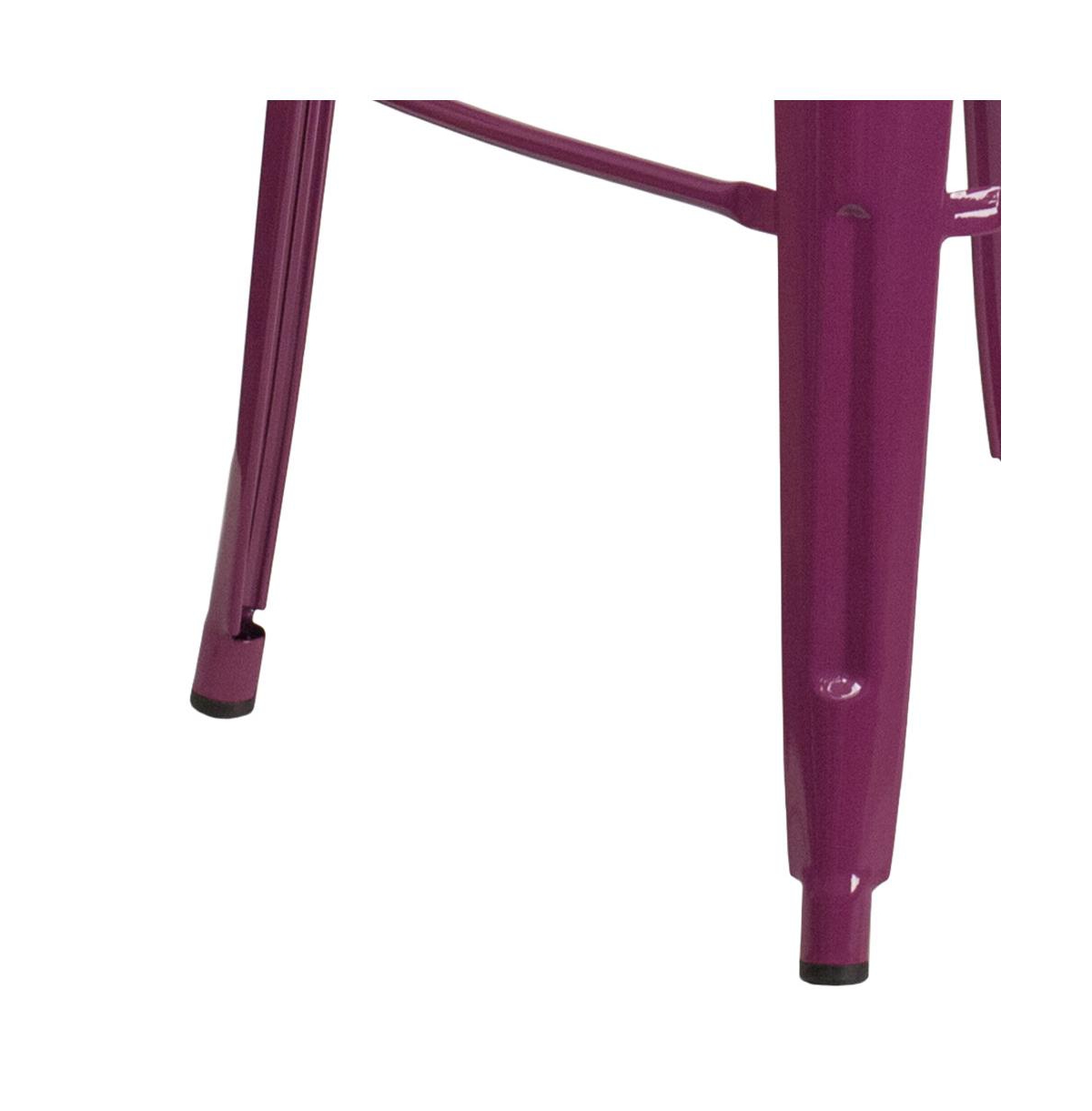 Sabine Metal Indoor-Outdoor Barstool With Vertical Slat Back And Integrated Footrest