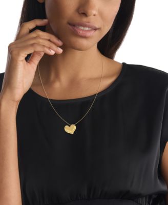 Stainless Steel Logo Heart Pendant Necklace, 22" + 2" extender