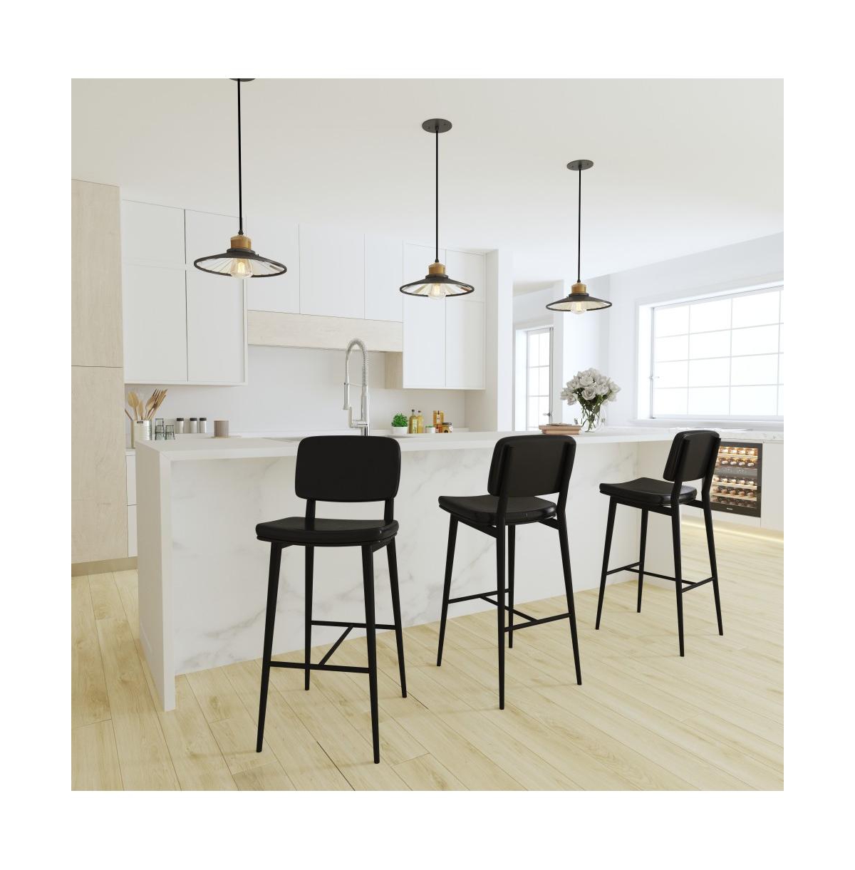 Regency Barstools Contemporary Metal Frame Stools With Integrated Footrest - Set Of 2