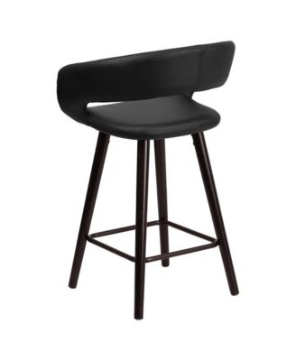 Plath 24 Inch Cappuccino Ultramodern Bar Counter Stool With Upholstered Seat