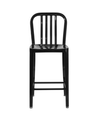 Santorini Galvanized Steel Indoor/Outdoor Counter Bar Stool With Slatted Back And Powder Coated Finish