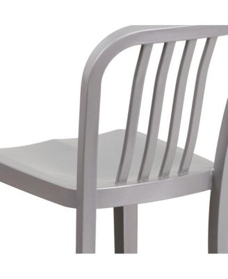 Santorini Galvanized Steel Indoor/Outdoor Counter Bar Stool With Slatted Back And Powder Coated Finish