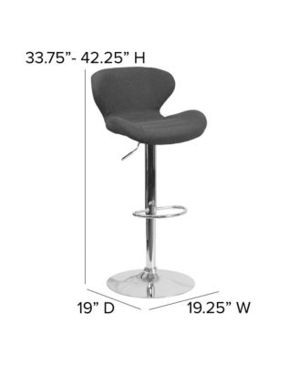 Quincy Adjustable Height Barstool Contemporary Bar Height Stool With Curved Back And Metal Base With Footrest