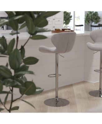 Quincy Adjustable Height Barstool Contemporary Bar Height Stool With Curved Back And Metal Base With Footrest