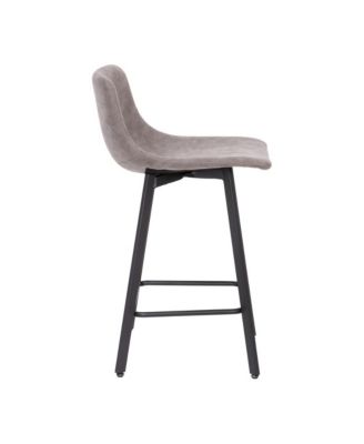 Oretha Set Of 2 Modern Upholstered Stools With Contoured, Low Back Bucket Seats And Iron Frames