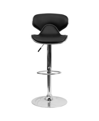 Contemporary Cozy Mid-Back Vinyl Adjustable Height Barstool