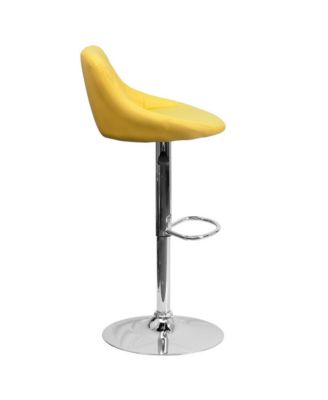 Bucket Seat Adjustable Height Barstool With Diamond Pattern Back