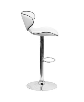 2 Pack Contemporary Cozy Mid-Back Vinyl Adjustable Height Barstool With Chrome Base