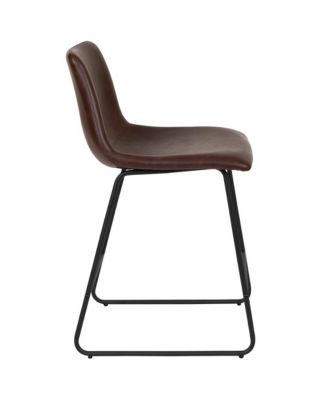 24 Inch Faux Counter Height Bucket Seat Stools, Set Of 2