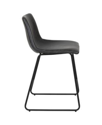 24 Inch Faux Counter Height Bucket Seat Stools, Set Of 2