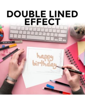 Double Line Outline Markers - 12 Dual Colored Outline Pens Self-Outline Metallic Markers