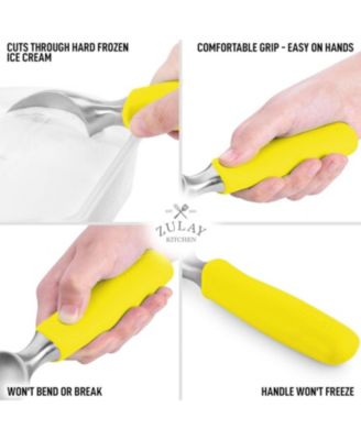 Heavy Duty Ice Cream Scoop - Stainless Steel Ice Cream Scooper With Non-Slip Rubber Grip