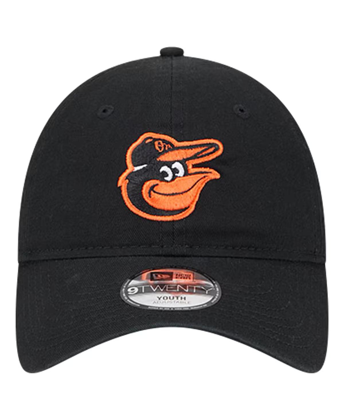 New Era Youth Black Baltimore Orioles Team Color 9twenty Adjustable Hat In Black
