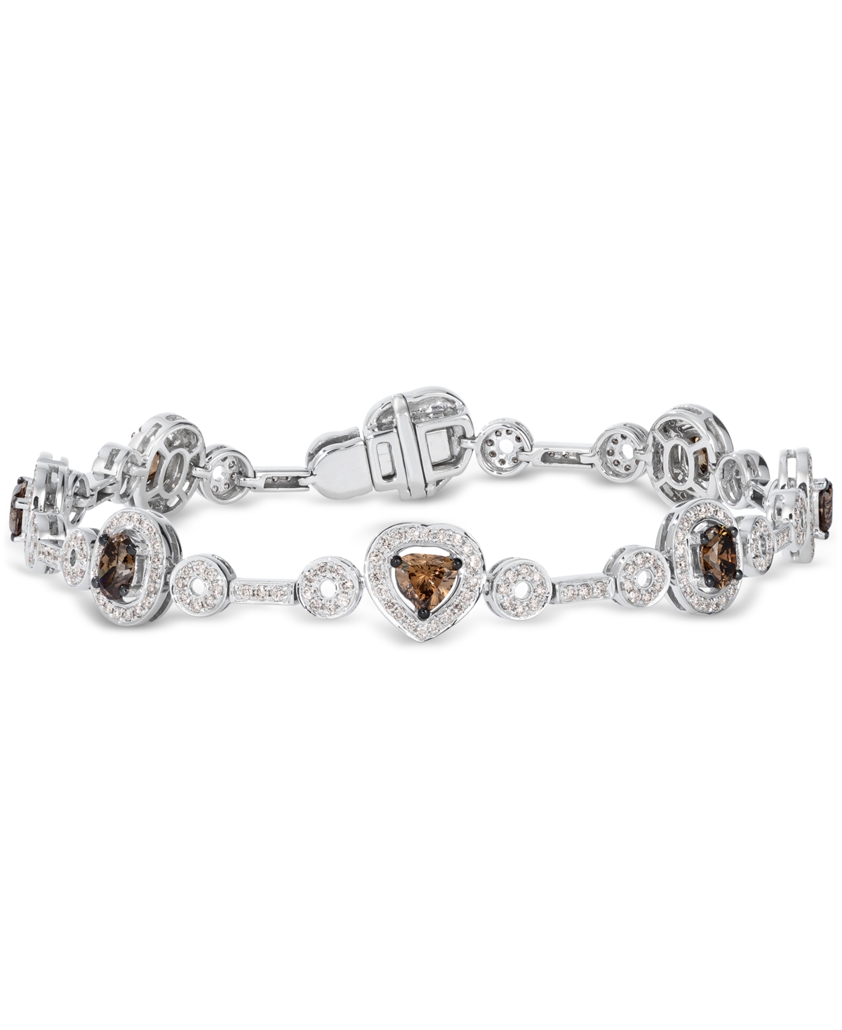 Chocolate Diamond & Vanilla Diamond Fancy-Cut Halo Cluster Link Bracelet (4-1/2 ct. t.w.) in 18k White Gold