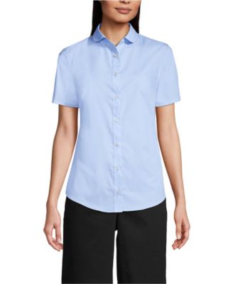 Women's Short Sleeve Peter Pan Collar Broadcloth Shirt