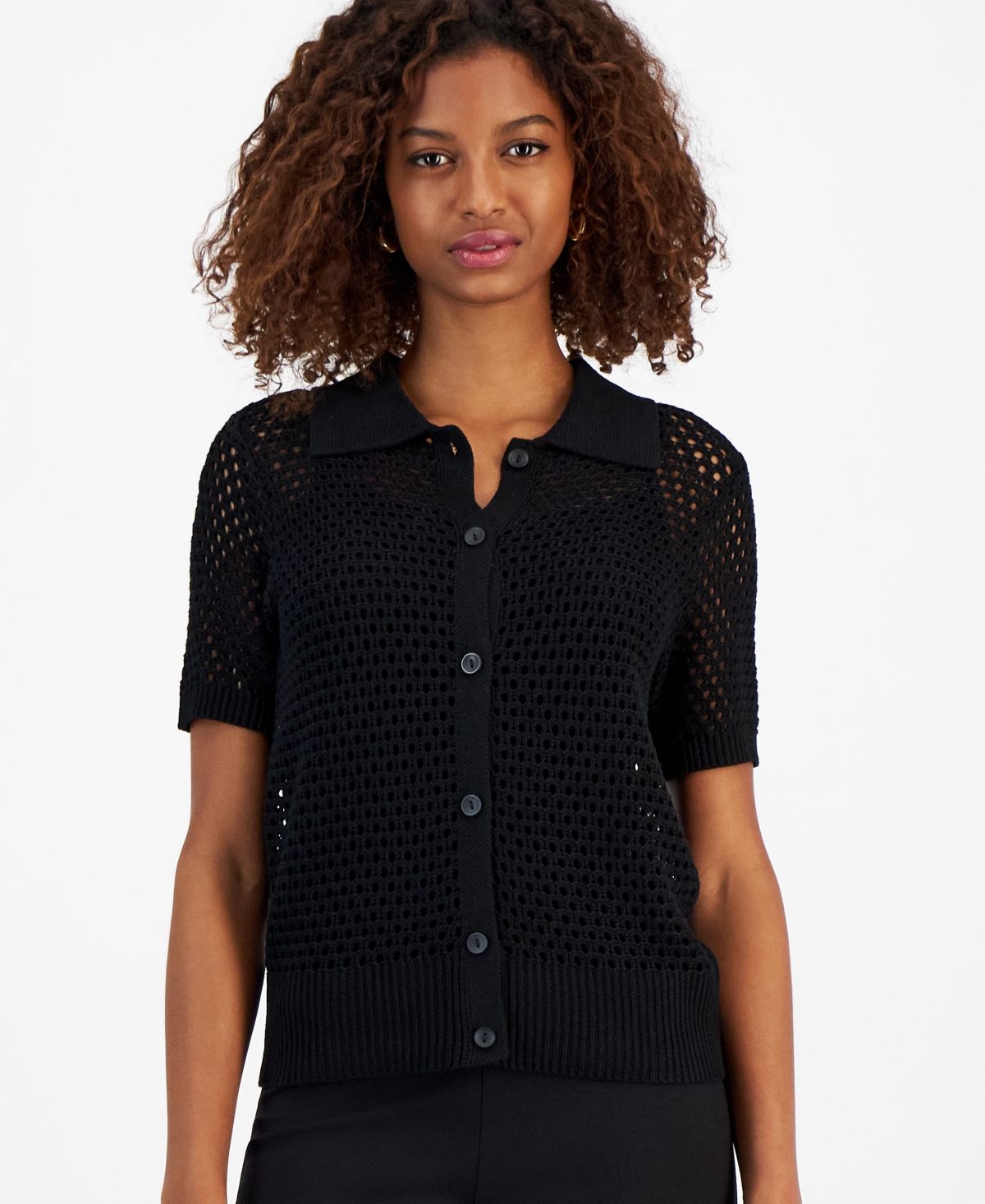 T Tahari Women's Open-Knit Cardigan