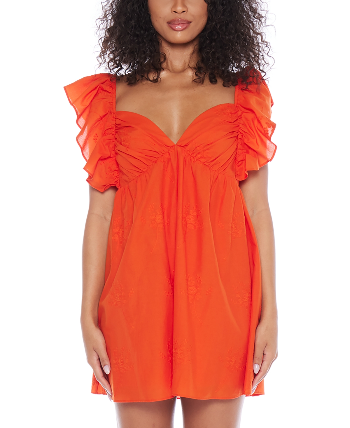 B Darlin Juniors Ruffled Floral Print Cotton A Line Dress Burnt Orange Smart Closet