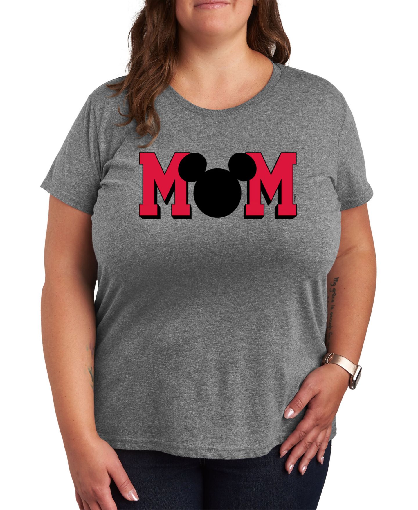Женская футболка Hybrid Apparel Trendy Plus Size Disney Mom Graphic, цвет: Серый — фото 1