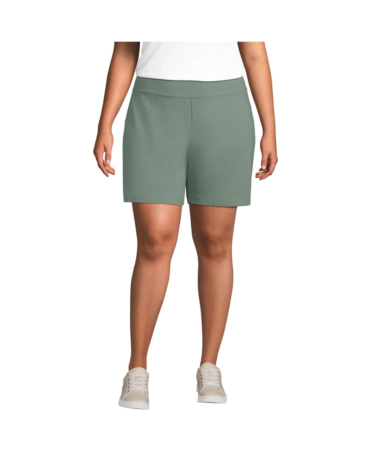Plus Size Starfish Mid Rise 7" Shorts - Lily pad green