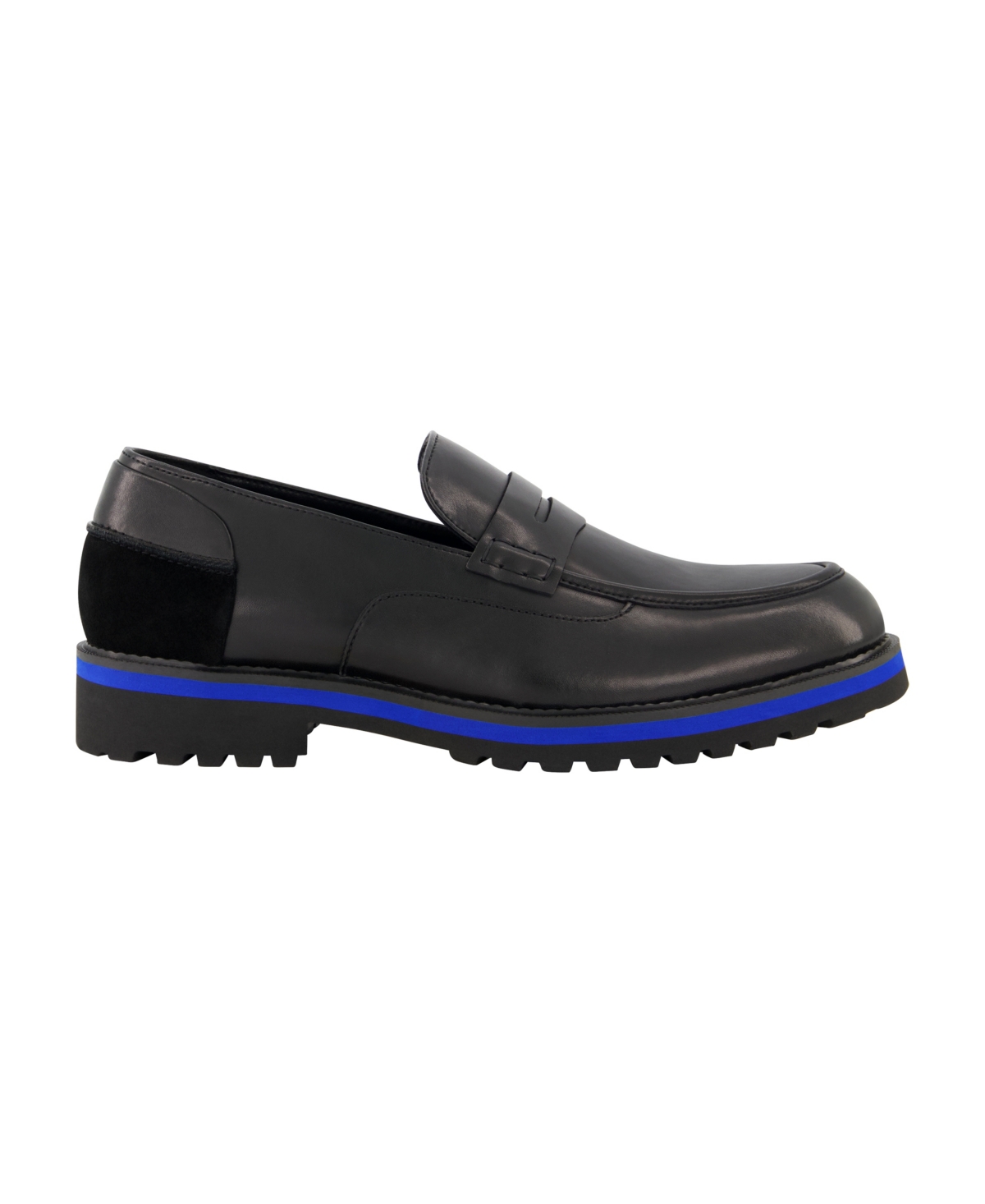 Shop Dkny Men's Leather Contrast Penny Loafers In Black