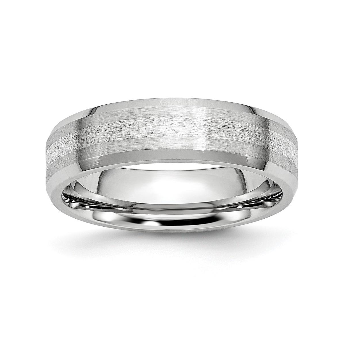 Cobalt Sterling Silver Inlay Satin Beveled Edge Band Ring