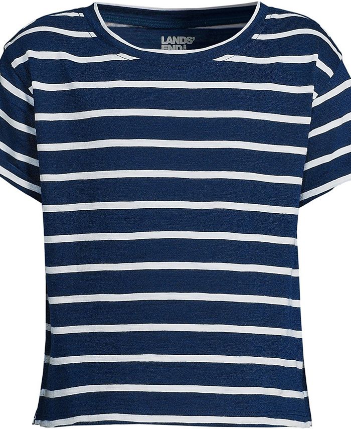 Lands' End Girls Short Sleeve Slub Crewneck Top - Macy's