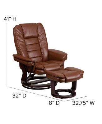 Multi-Position Recliner Ottoman Set Eucalyptus Wood Stitched Upholstery Swivel Base