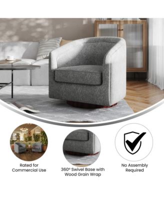 Wyn Upholstered Club Style Barrel Chair With Sloped Armrests And 360 Degree Swivel Base In A Vinyl Wrap