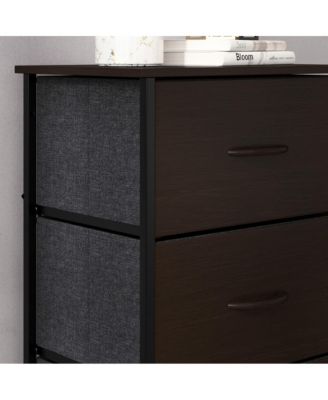 Marley 4 Drawer Storage Dresser With Cast Iron Frame, Wood Top And Easy Pull Engineered Wood Drawers With Wooden Handles