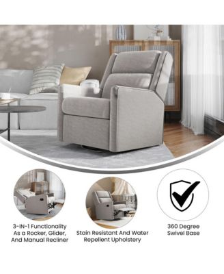 Dara 3-In-1 Traditional Manual Recliner Rocker Swivel Glider Chair