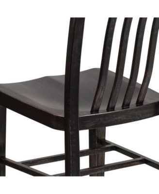 Santorini 18 Inch Galvanized Steel Indoor/Outdoor Dining Chair With Slatted Back And Powder Coated Finish