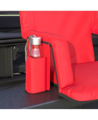 Portable Stadium Chair With Armrests, Reclining Padded Back & Seat, Lightweight Metal Frame & Backpack Straps, Storage Pockets